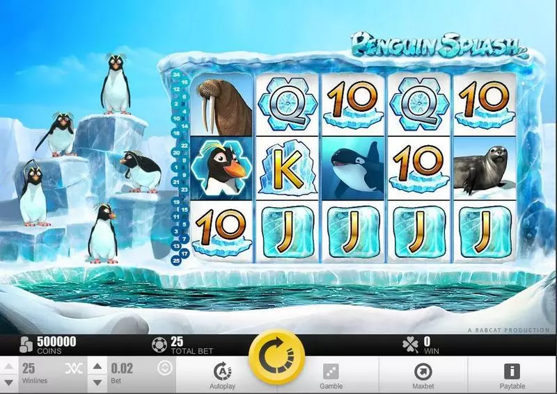 Pinguin Splash Fun Slot Game made by Rabcat with 5 Reel and 25 Line