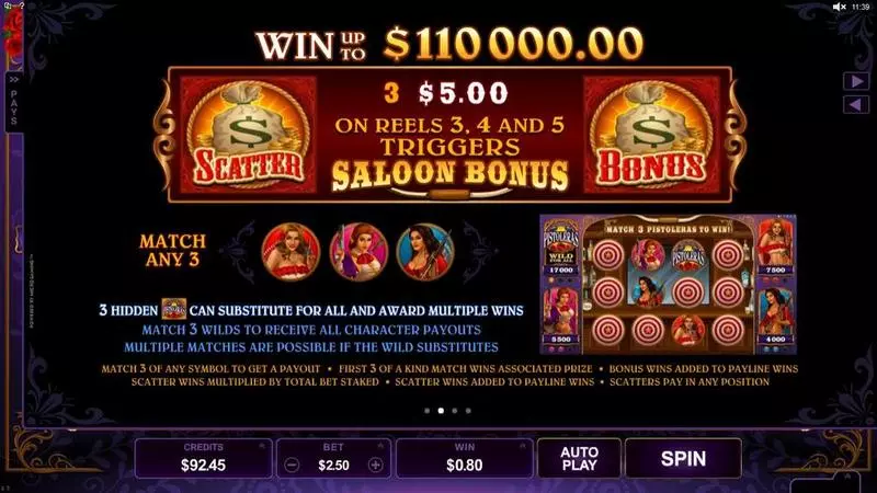 Pistoleras Fun Slot Game made by Microgaming with 5 Reel and 15 Line