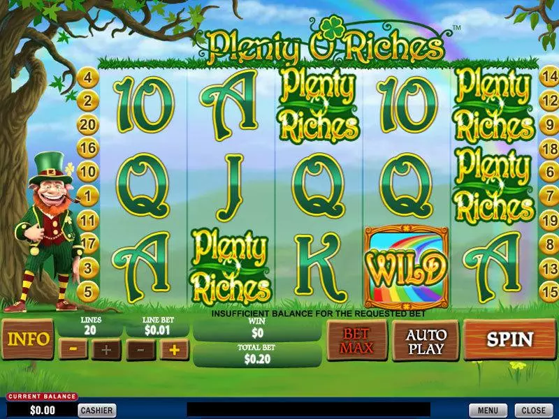 Plenty O'Riches Fun Slot Game made by PlayTech with 5 Reel and 20 Line