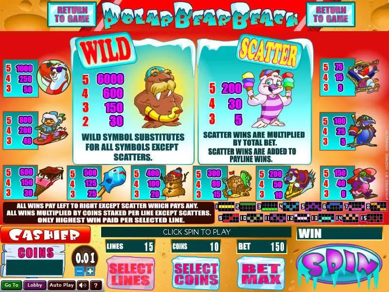 Polar Bear Beach Fun Slot Game made by Wizard Gaming with 5 Reel and 15 Line