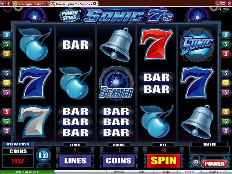 Power Spins - Sonic 7's Fun Slot Game made by Microgaming with 5 Reel and 9 Line