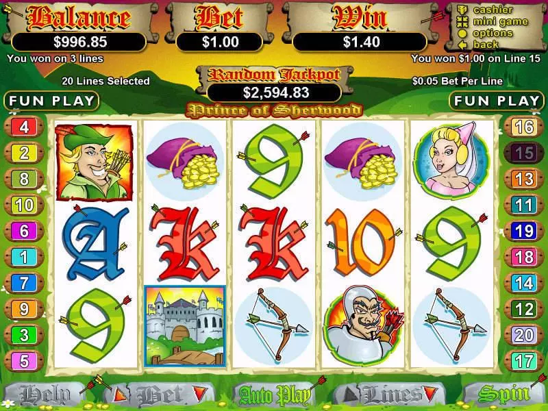 Prince of Sherwood Fun Slot Game made by RTG with 5 Reel and 20 Line