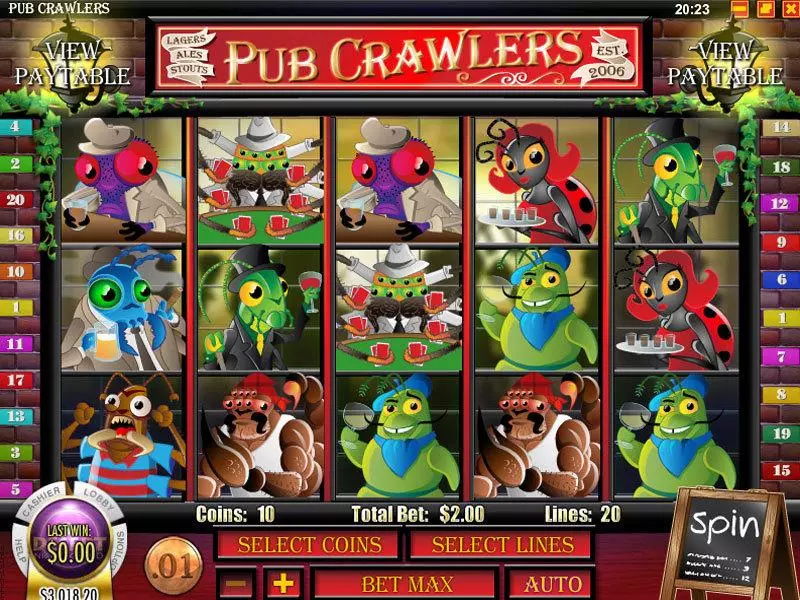 Pub Crawlers Fun Slot Game made by Rival with 5 Reel and 20 Line