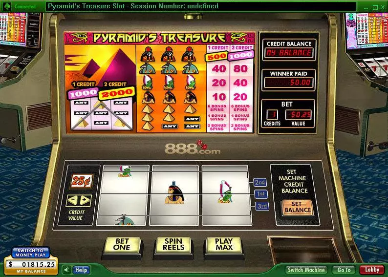 Pyramid's Treasure Fun Slot Game made by 888 with 3 Reel and 3 Line