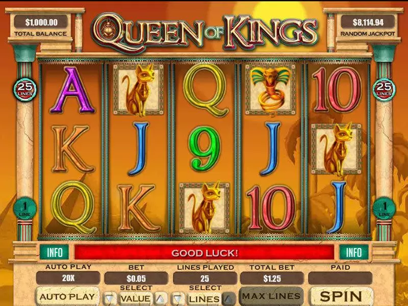 Queen of Kings Fun Slot Game made by RTG with 5 Reel and 25 Line