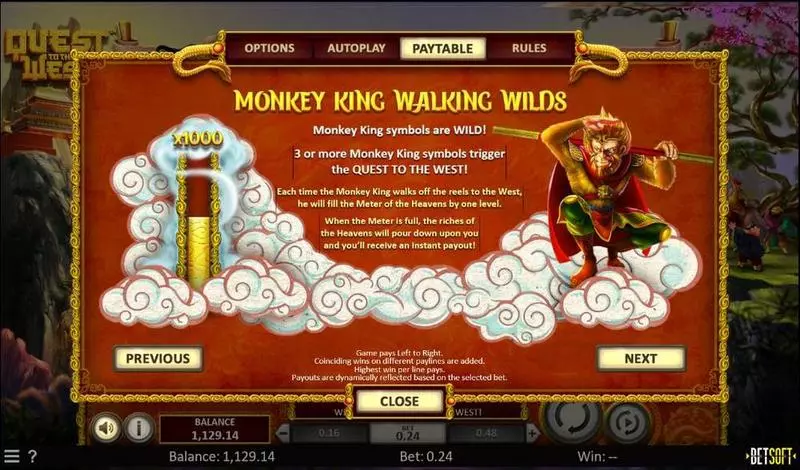 Quest to the West Fun Slot Game made by BetSoft with 5 Reel and 25 Line