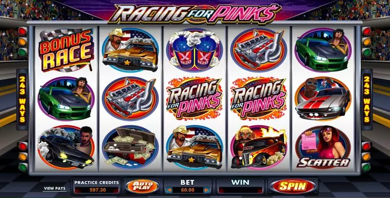 Racing For Pinks Fun Slot Game made by Microgaming with 5 Reel and 243 Line