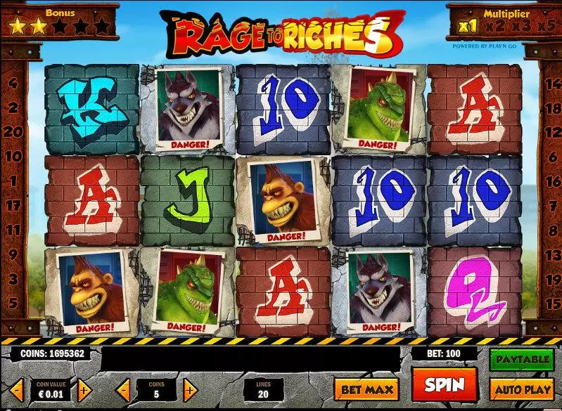 Rage to Riches Fun Slot Game made by Play'n GO with 5 Reel and 20 Line