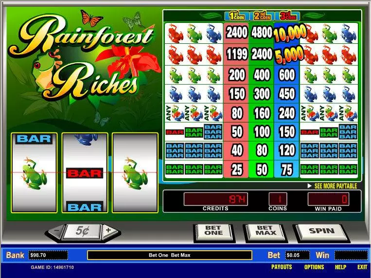 Rainforest Riches Fun Slot Game made by Parlay with 3 Reel and 1 Line