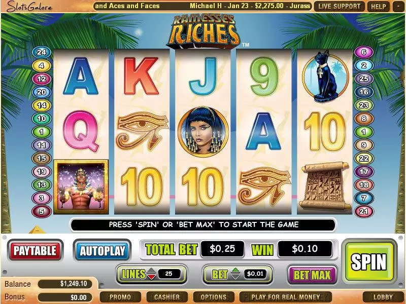 Ramesses Riches Fun Slot Game made by WGS Technology with 5 Reel and 25 Line