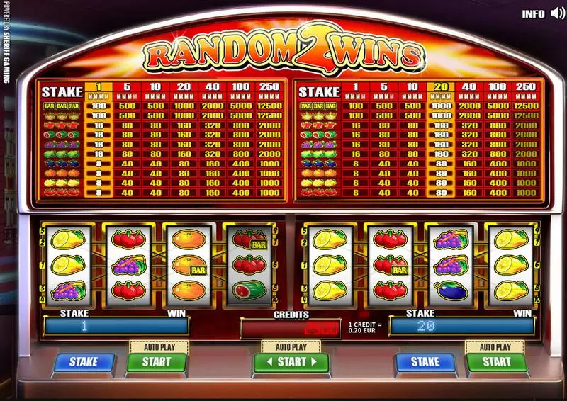 Random 2 Wins Fun Slot Game made by Sheriff Gaming with 4 Reel and 10 Line