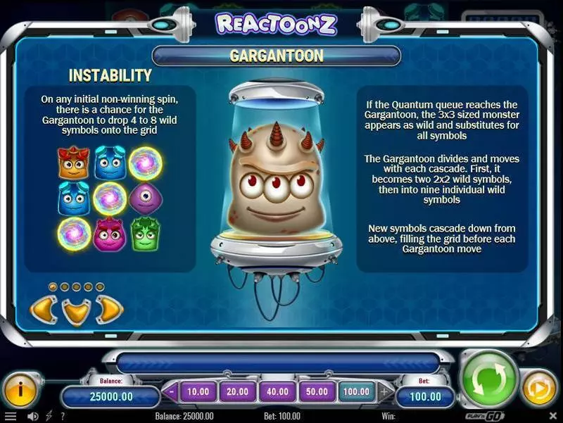 Reactoonz Fun Slot Game made by Play'n GO with 7 Reel and 1 Line
