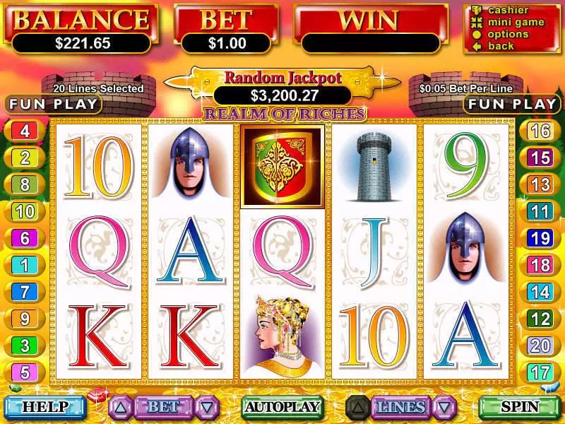 Realm of Riches Fun Slot Game made by RTG with 5 Reel and 20 Line