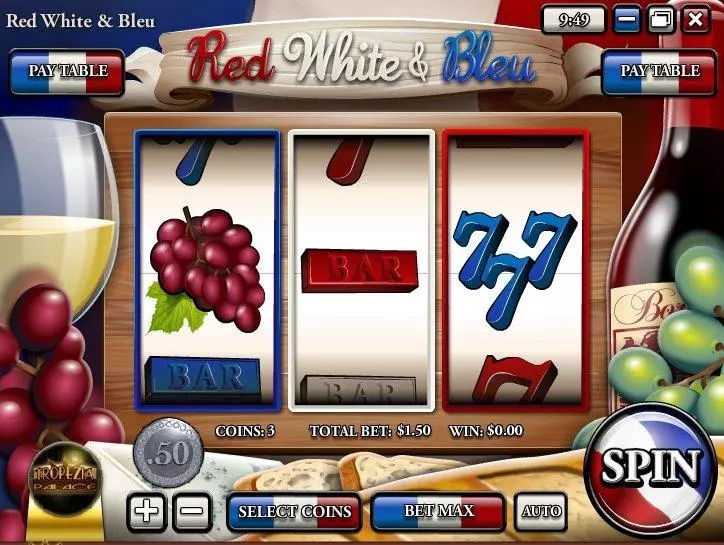 Red White & Blue Fun Slot Game made by Rival with 3 Reel and 1 Line