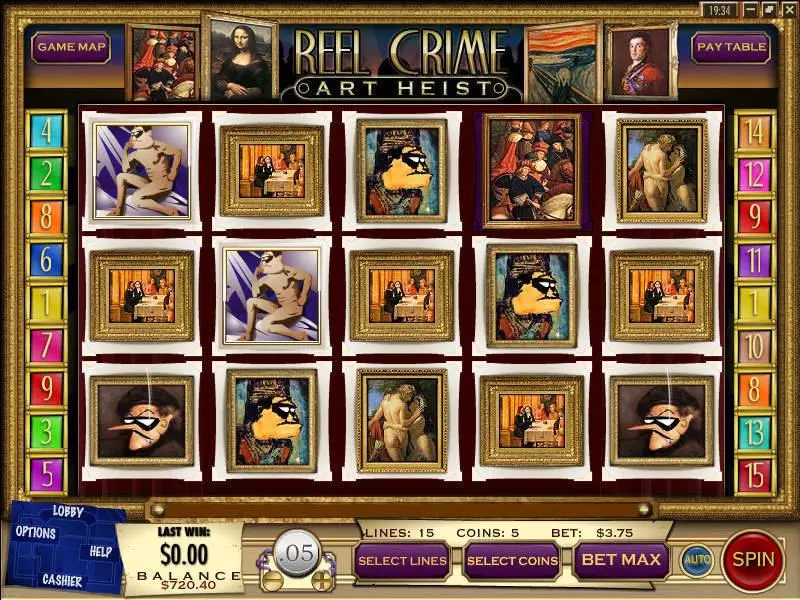 Reel Crime 2 Art Heist Fun Slot Game made by Rival with 5 Reel and 15 Line