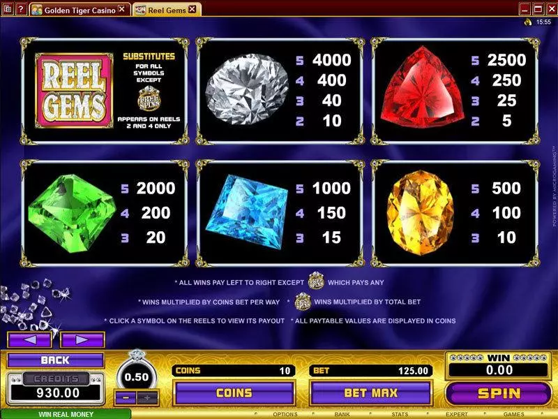 Reel Gems Fun Slot Game made by Microgaming with 5 Reel and 243 Line