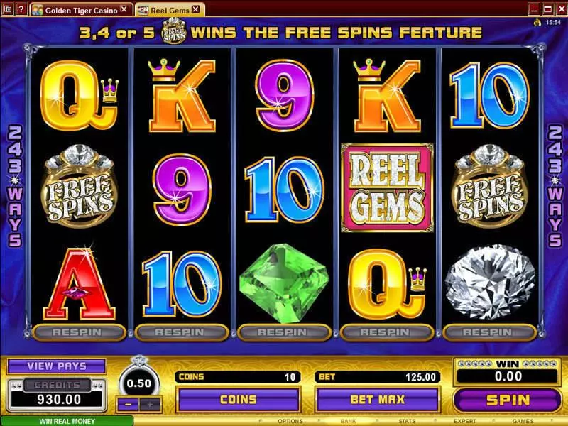 Reel Gems Fun Slot Game made by Microgaming with 5 Reel and 243 Line