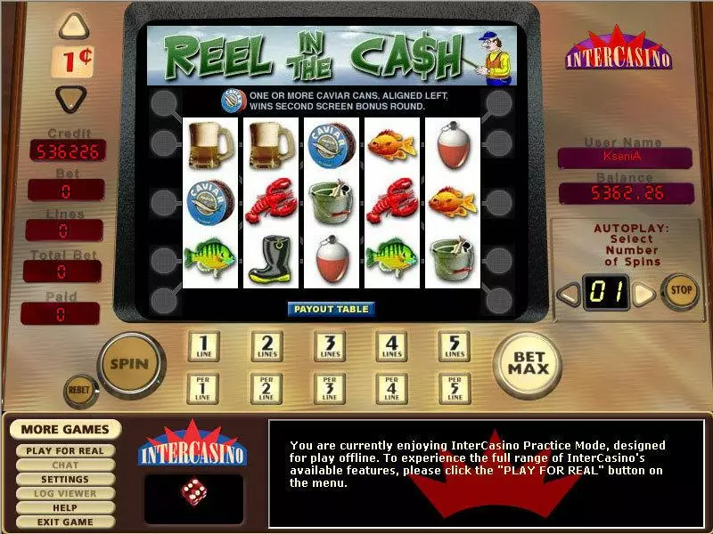 Reel in the Cash 5 Lines Fun Slot Game made by CryptoLogic with 5 Reel and 5 Line