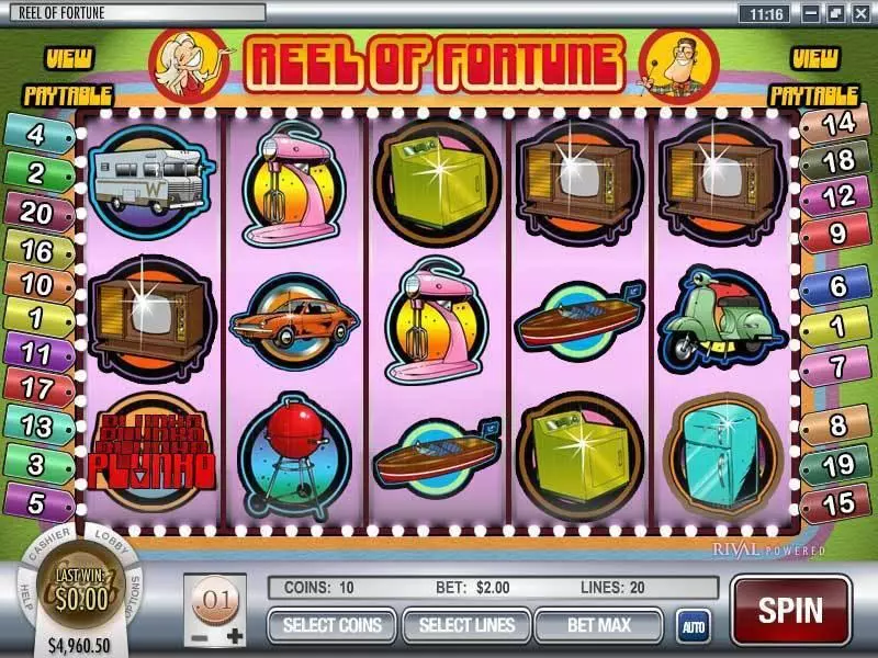 Reel of Fortune Fun Slot Game made by Rival with 5 Reel and 20 Line