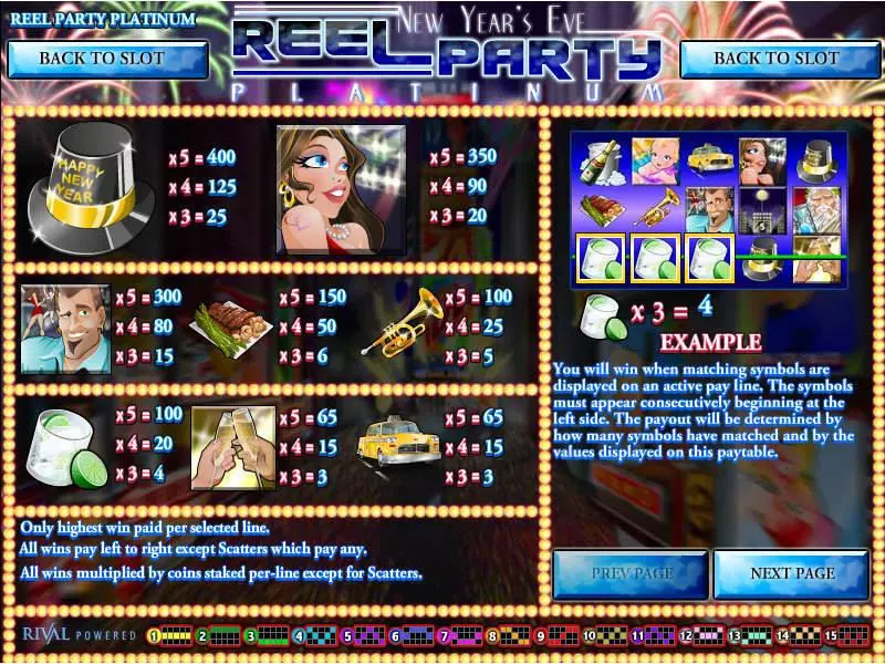 Reel Party Platinum Fun Slot Game made by Rival with 5 Reel and 15 Line
