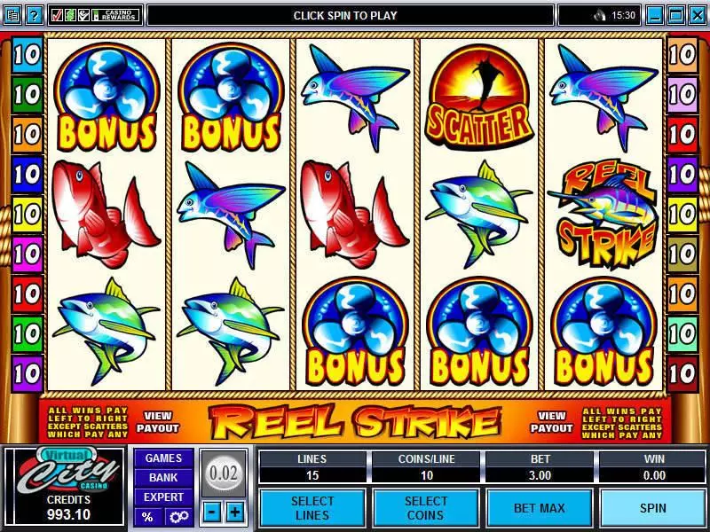 Reel Strike Fun Slot Game made by Microgaming with 5 Reel and 15 Line
