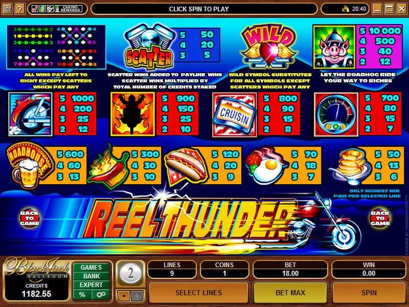 Reel Thunder Fun Slot Game made by Microgaming with 5 Reel and 9 Line