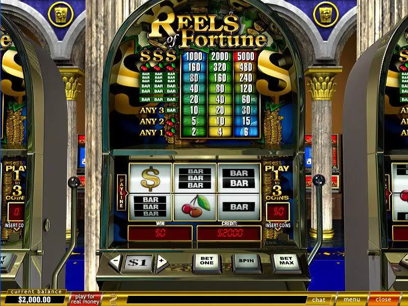 Reels of Fortune Fun Slot Game made by PlayTech with 3 Reel and 1 Line