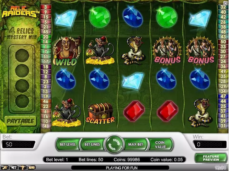 Relic Raiders Fun Slot Game made by NetEnt with 5 Reel and 50 Line