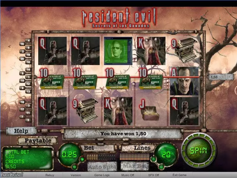 Resident Evil Fun Slot Game made by bwin.party with 5 Reel and 20 Line