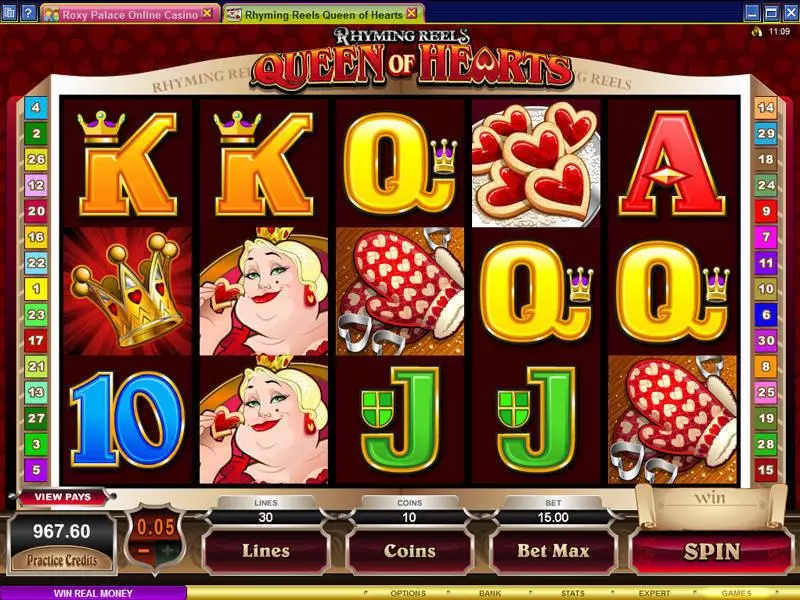 Rhyming Reels - Queen of Hearts Fun Slot Game made by Microgaming with 5 Reel and 30 Line