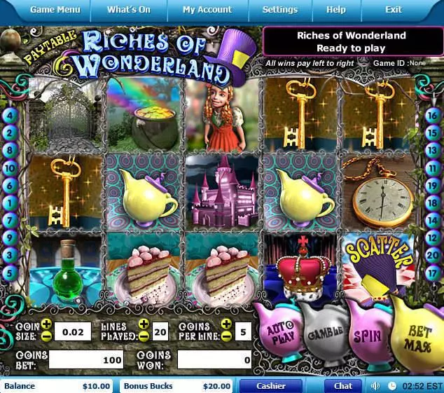 Riches of Wonderland Fun Slot Game made by Leap Frog with 5 Reel and 20 Line
