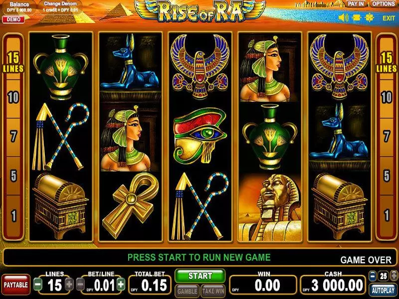 Rise of Ra Fun Slot Game made by EGT with 5 Reel and 15 Line