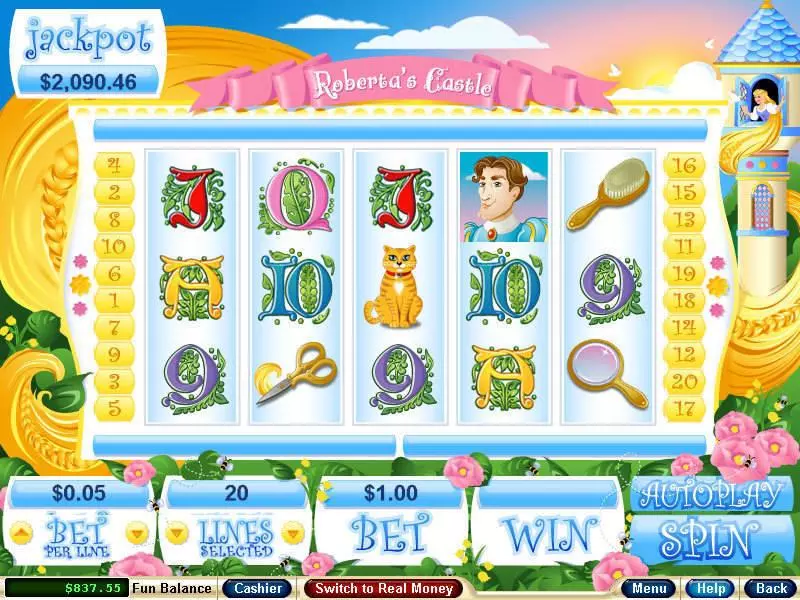 Roberta's Castle Fun Slot Game made by RTG with 5 Reel and 20 Line