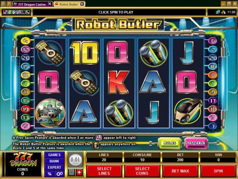 Robot Butler Fun Slot Game made by Microgaming with 5 Reel and 20 Line