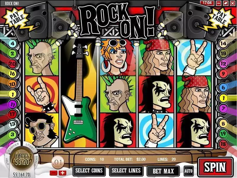 Rock On Fun Slot Game made by Rival with 5 Reel and 20 Line