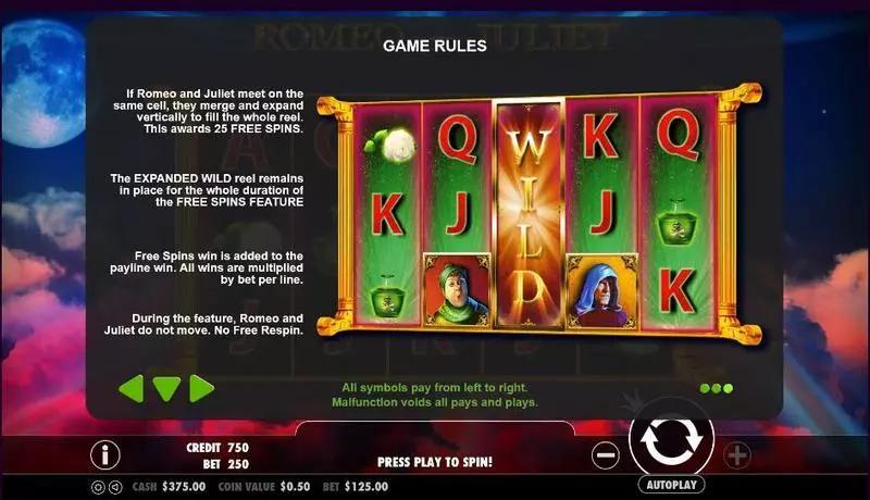 Romeo and Juliet Fun Slot Game made by Pragmatic Play with 5 Reel and 25 Line