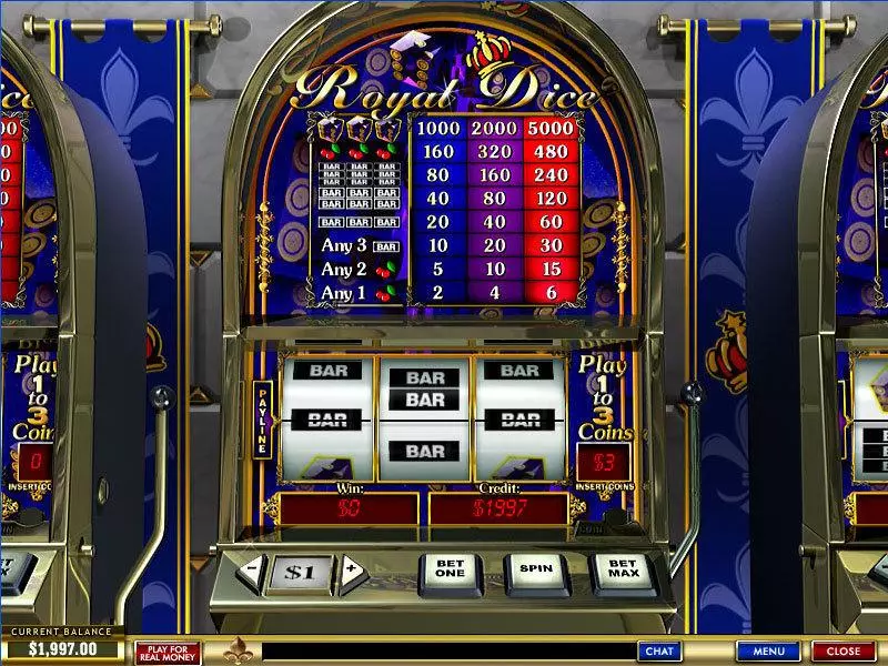 Royal Dice Fun Slot Game made by PlayTech with 3 Reel and 1 Line