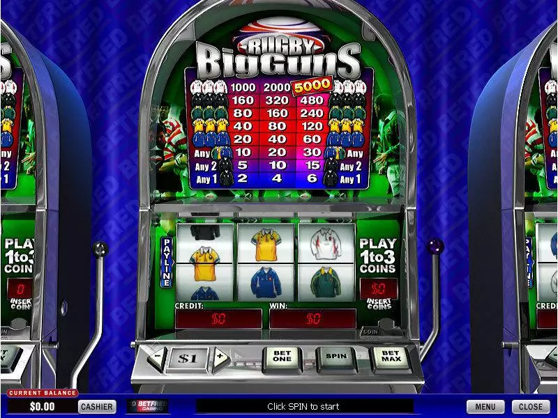 Rugby Big Guns Fun Slot Game made by PlayTech with 3 Reel and 1 Line