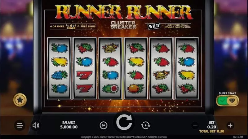 Runner Runner ClusterBreaker Fun Slot Game made by StakeLogic with 6 Reel 