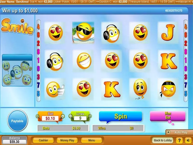 S.M.I.L.E. Fun Slot Game made by NeoGames with 5 Reel and 9 Line