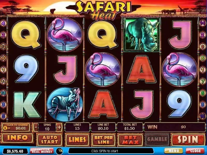 Safari Heat Fun Slot Game made by PlayTech with 5 Reel and 15 Line
