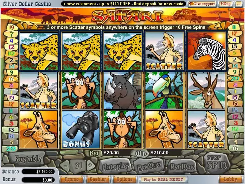 Safari Fun Slot Game made by WGS Technology with 5 Reel and 20 Line