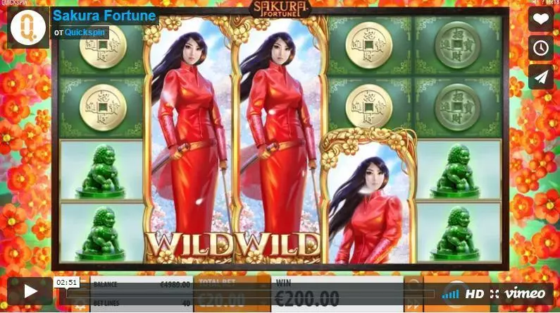 Sakura Fortune Fun Slot Game made by Quickspin with 5 Reel and 40 Line