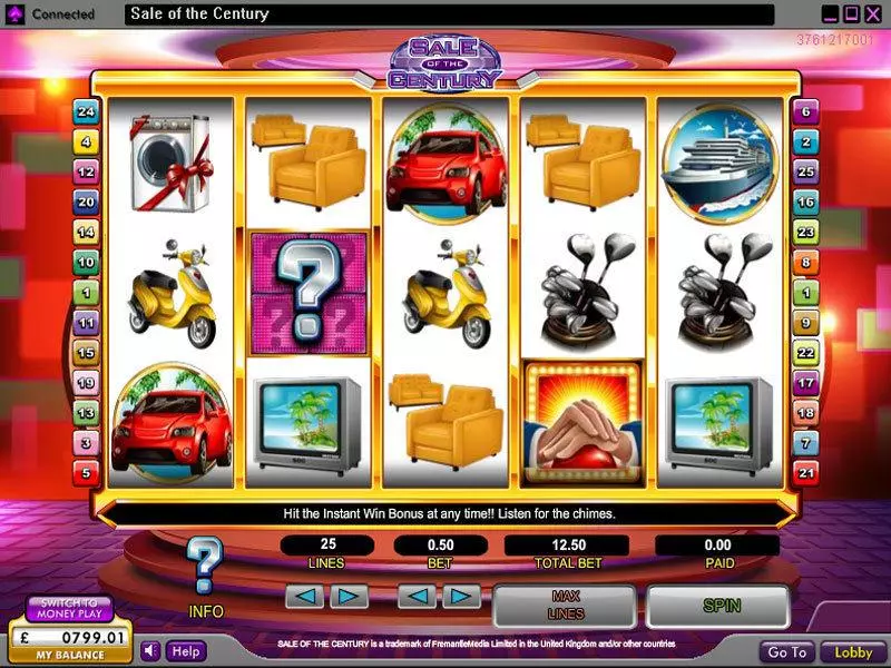 Sale of the Century Fun Slot Game made by OpenBet with 5 Reel and 25 Line