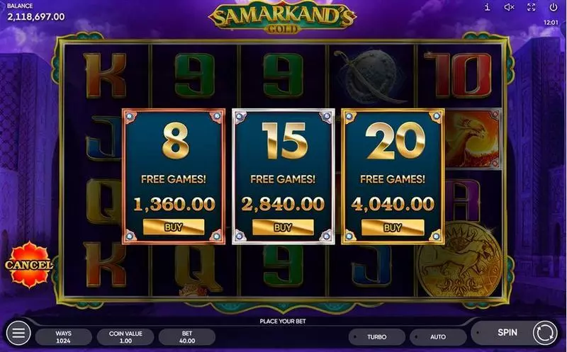 Samarkand's Gold Fun Slot Game made by Endorphina with 5 Reel and 1024 Way