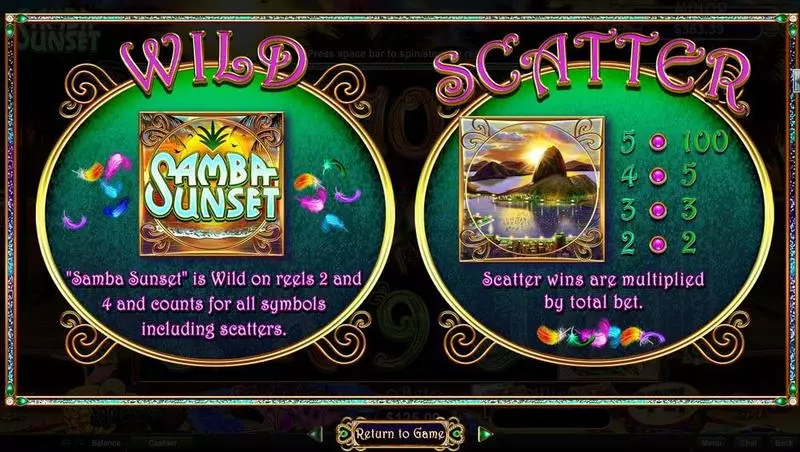Samba Sunset Fun Slot Game made by RTG with 5 Reel and 243 Line