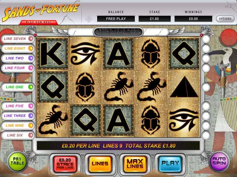 Sands Of Fortune Fun Slot Game made by OpenBet with 5 Reel and 9 Line
