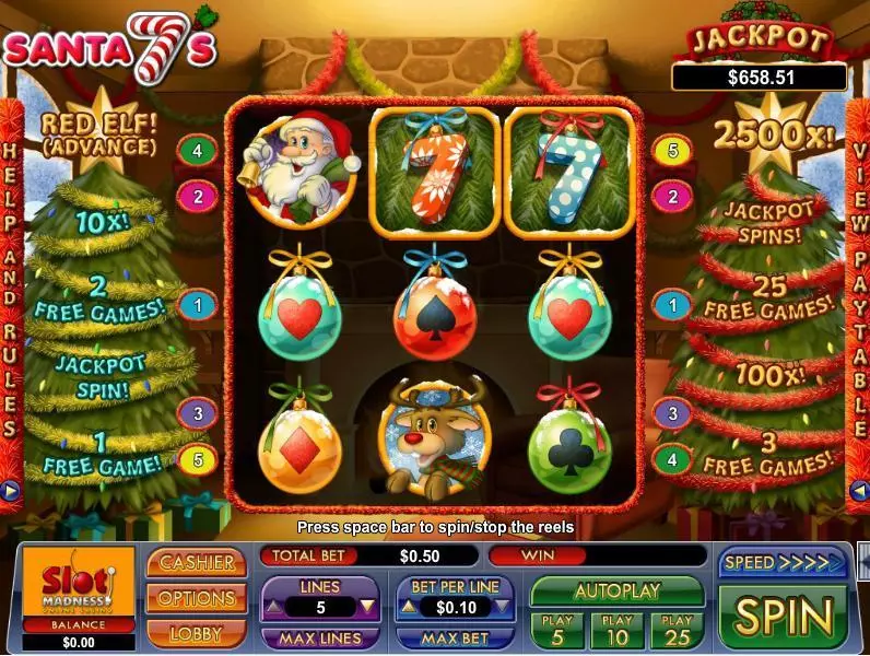 Santa 7's Fun Slot Game made by NuWorks with 3 Reel and 5 Line