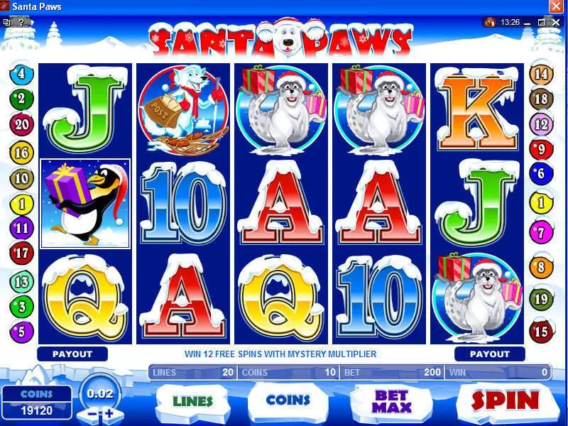 Santa Paws Fun Slot Game made by Microgaming with 5 Reel and 20 Line