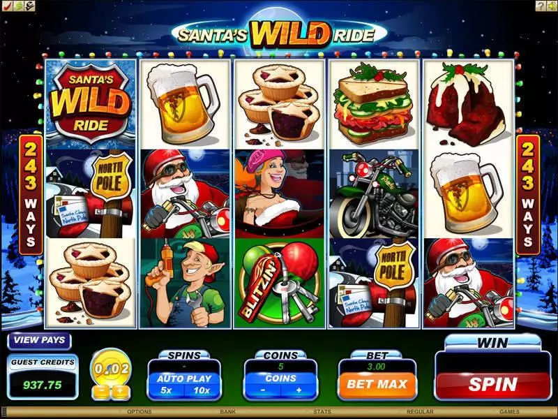 Santa's Wild Ride Fun Slot Game made by Microgaming with 5 Reel and 243 Line